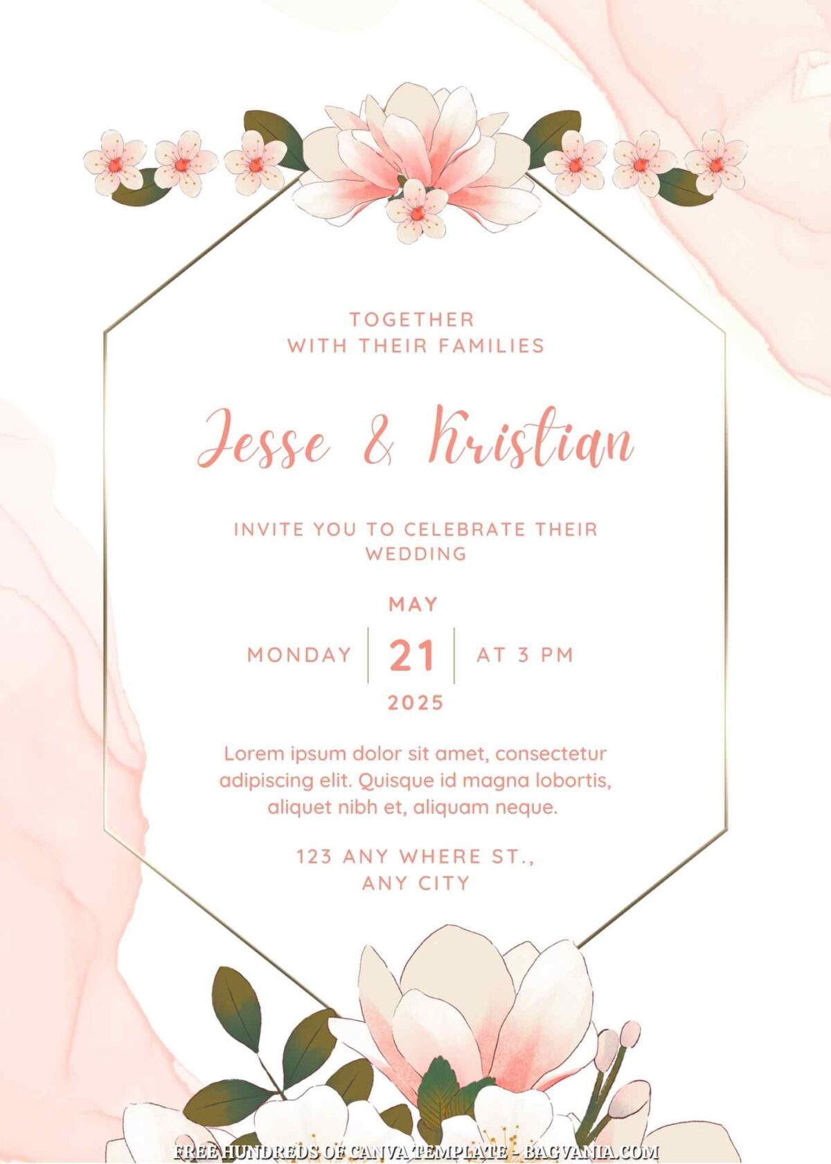 Free Editable Soft Painting Dainty Pastel Floral Wedding Invitation