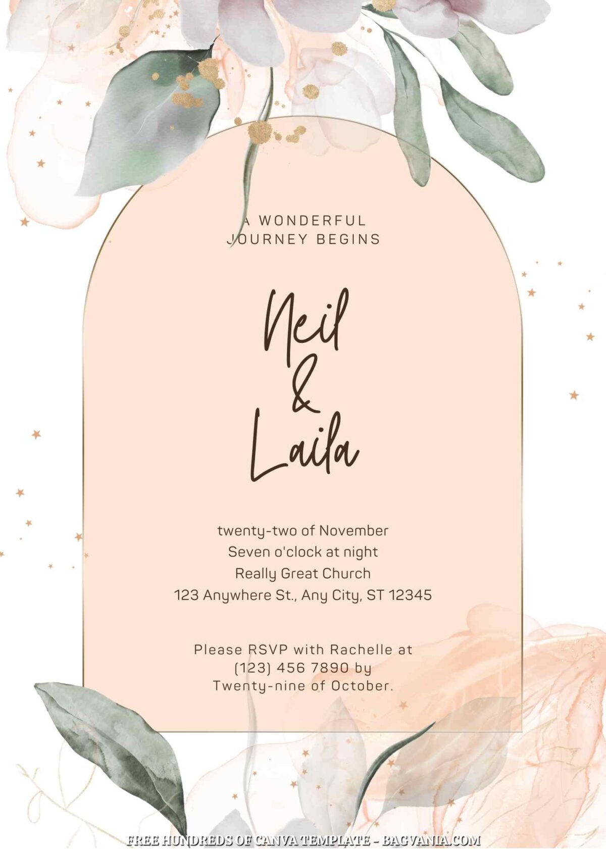 Free Editable Her Day Sketch Floral Canva Wedding Invitation
