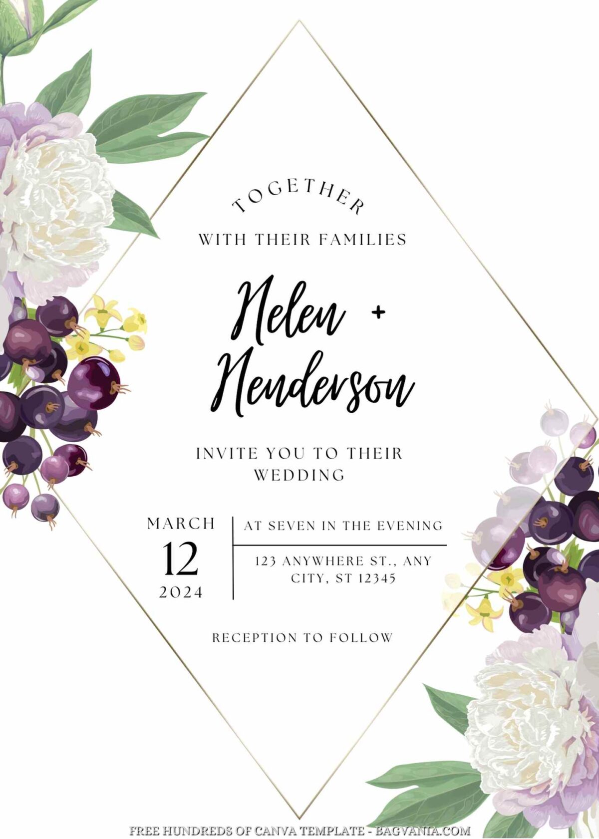 Free Editable Summer Floral Wedding Invitation