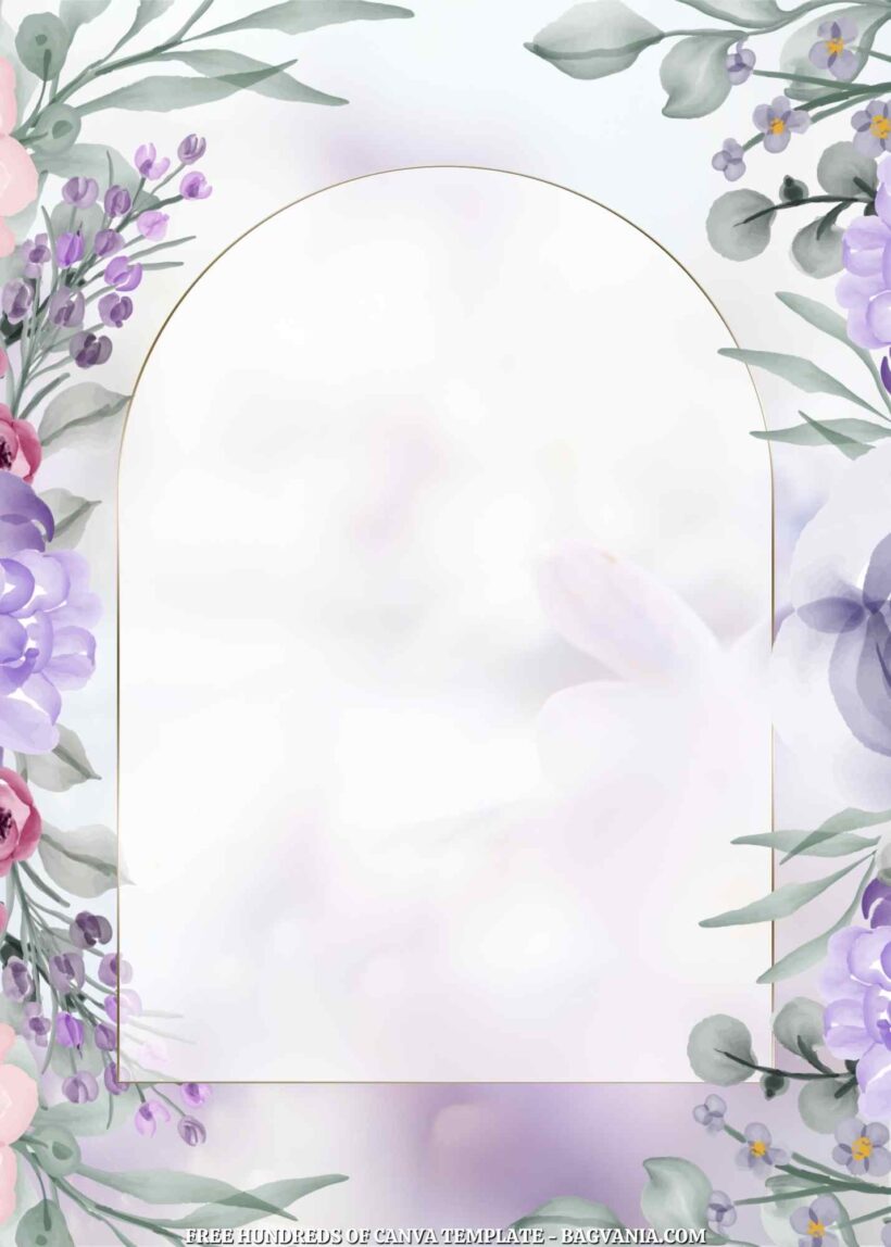 16+ Watercolor Roses Purple Canva Wedding Invitation Templates | FREE ...