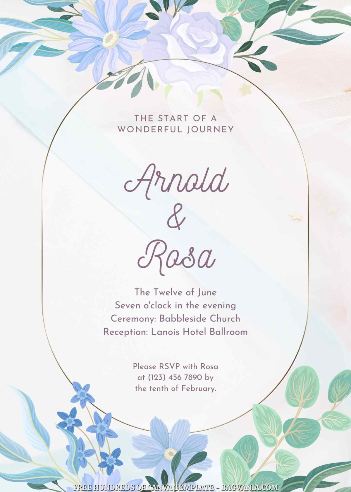 Free Editable Pink Blue Pastel Floral Wedding Invitation
