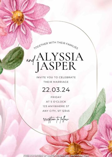20+ Dahlia Watercolor Floral Canva Wedding Invitation Templates | FREE ...