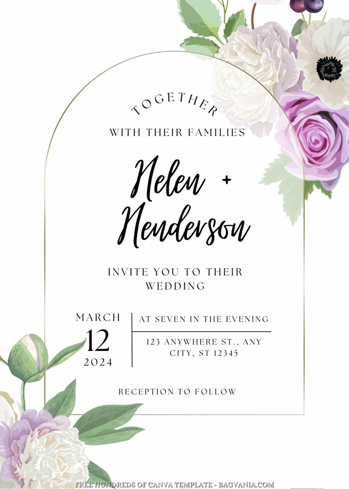 Free Editable Summer Floral Wedding Invitation