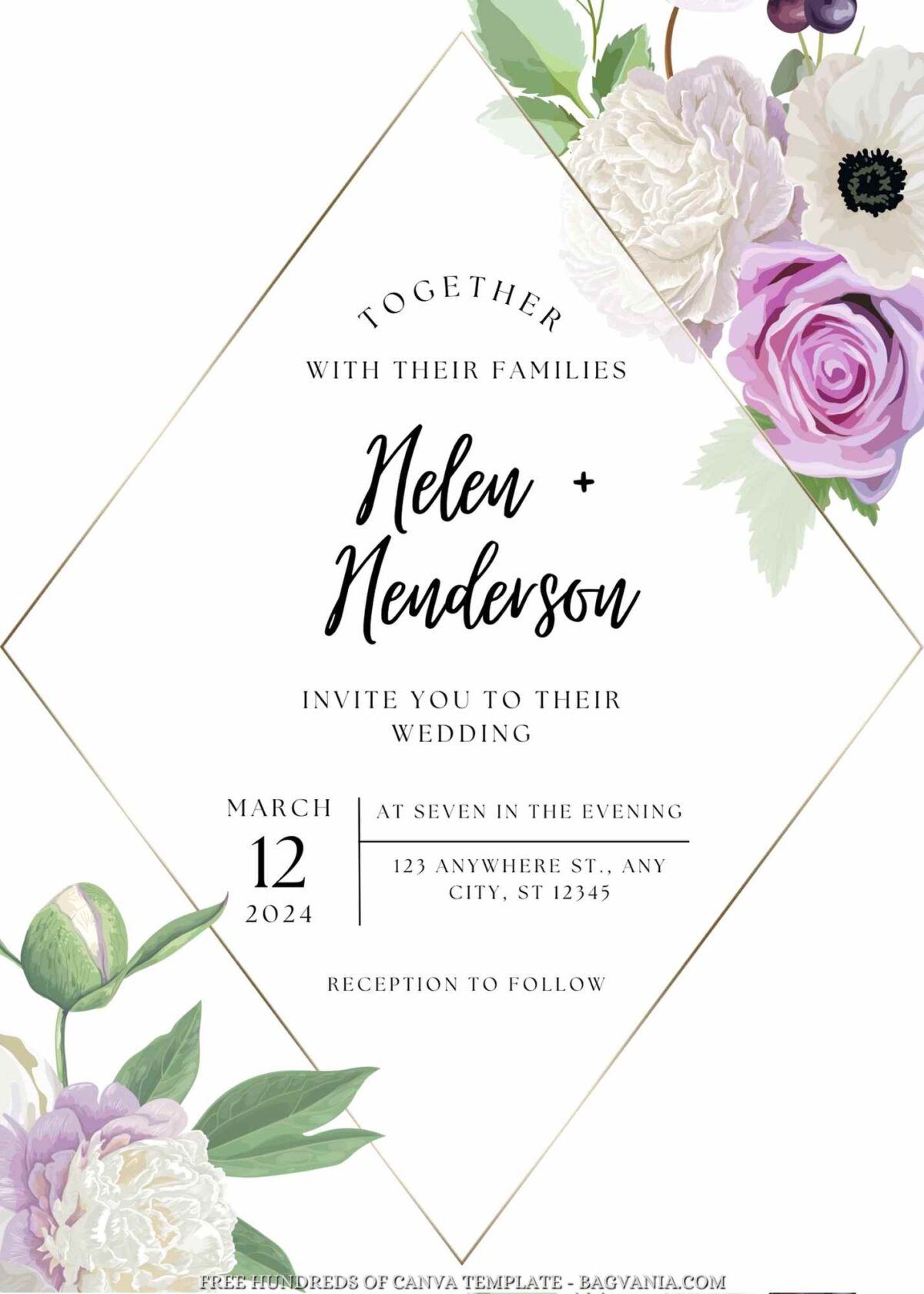 Free Editable Summer Floral Wedding Invitation