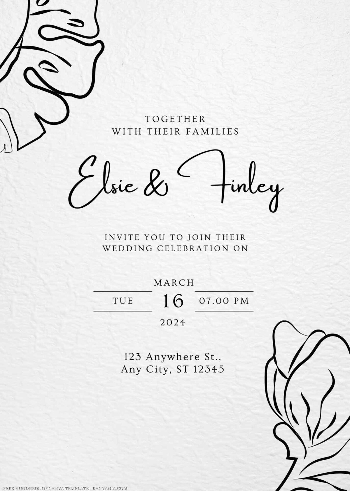 Free Editable Leaf Hand Drawn Intricate Wedding Invitation