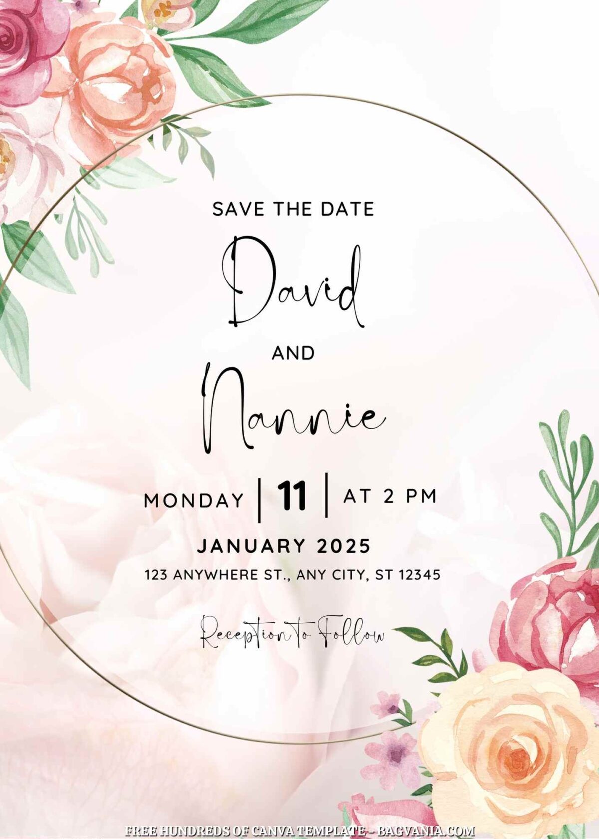 Free Editable Pink Flower Festive Wedding Invitation