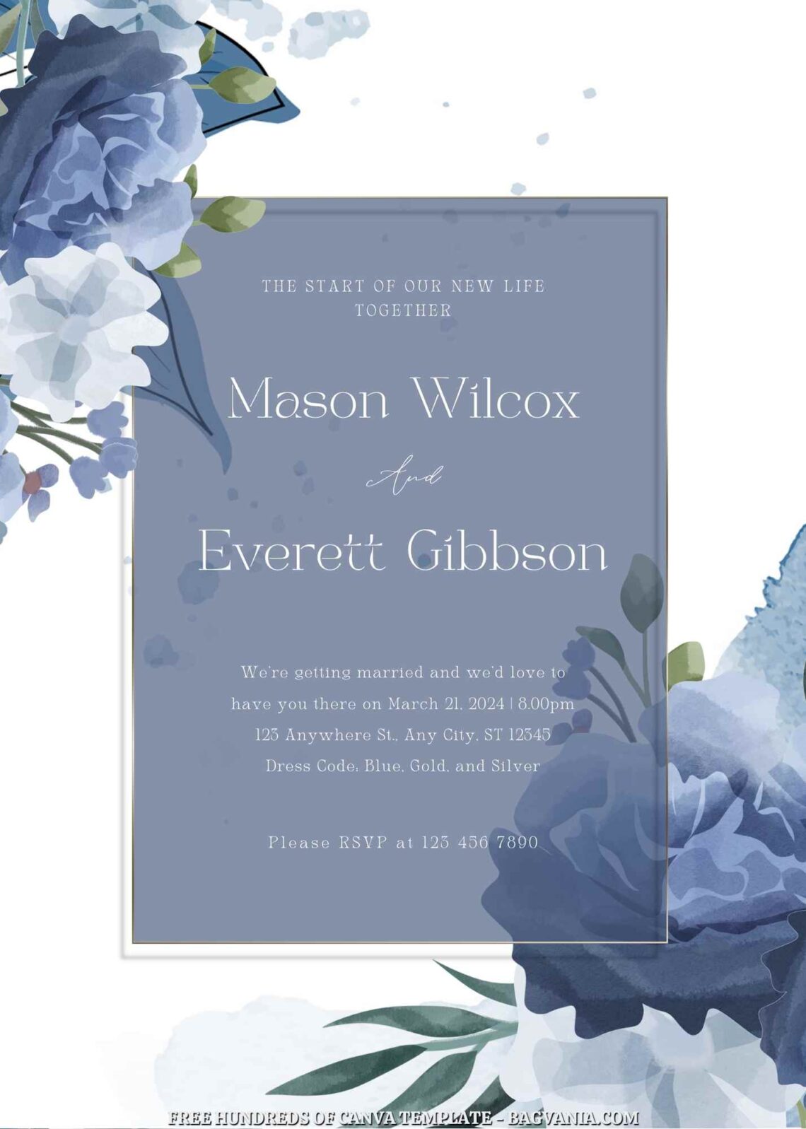 18+ Blue Floral Bouquet Canva Wedding Invitation Templates | Bagvania