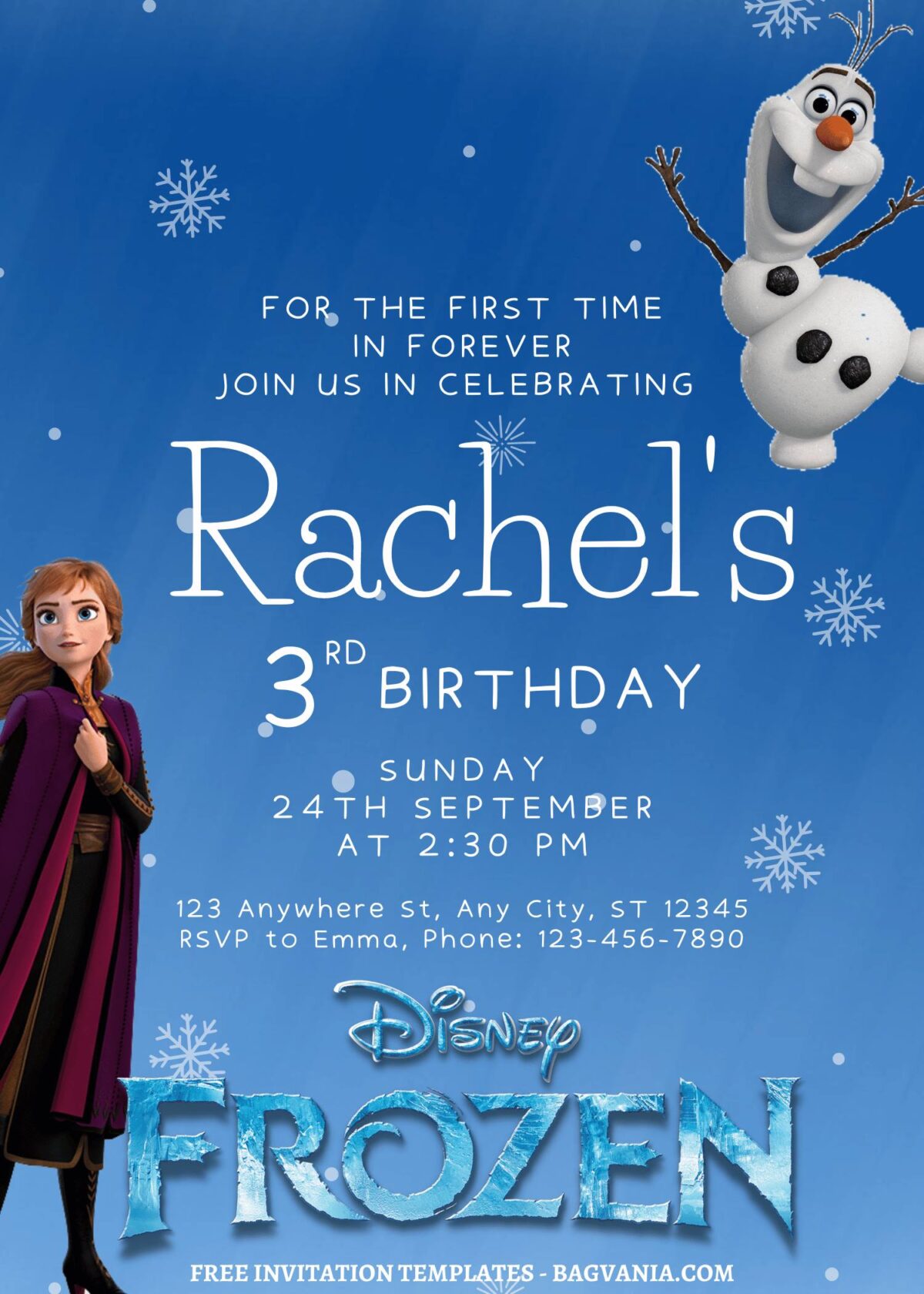 7+ Winter Bonanza Disney Frozen Canva Birthday Invitation Templates with Olaf