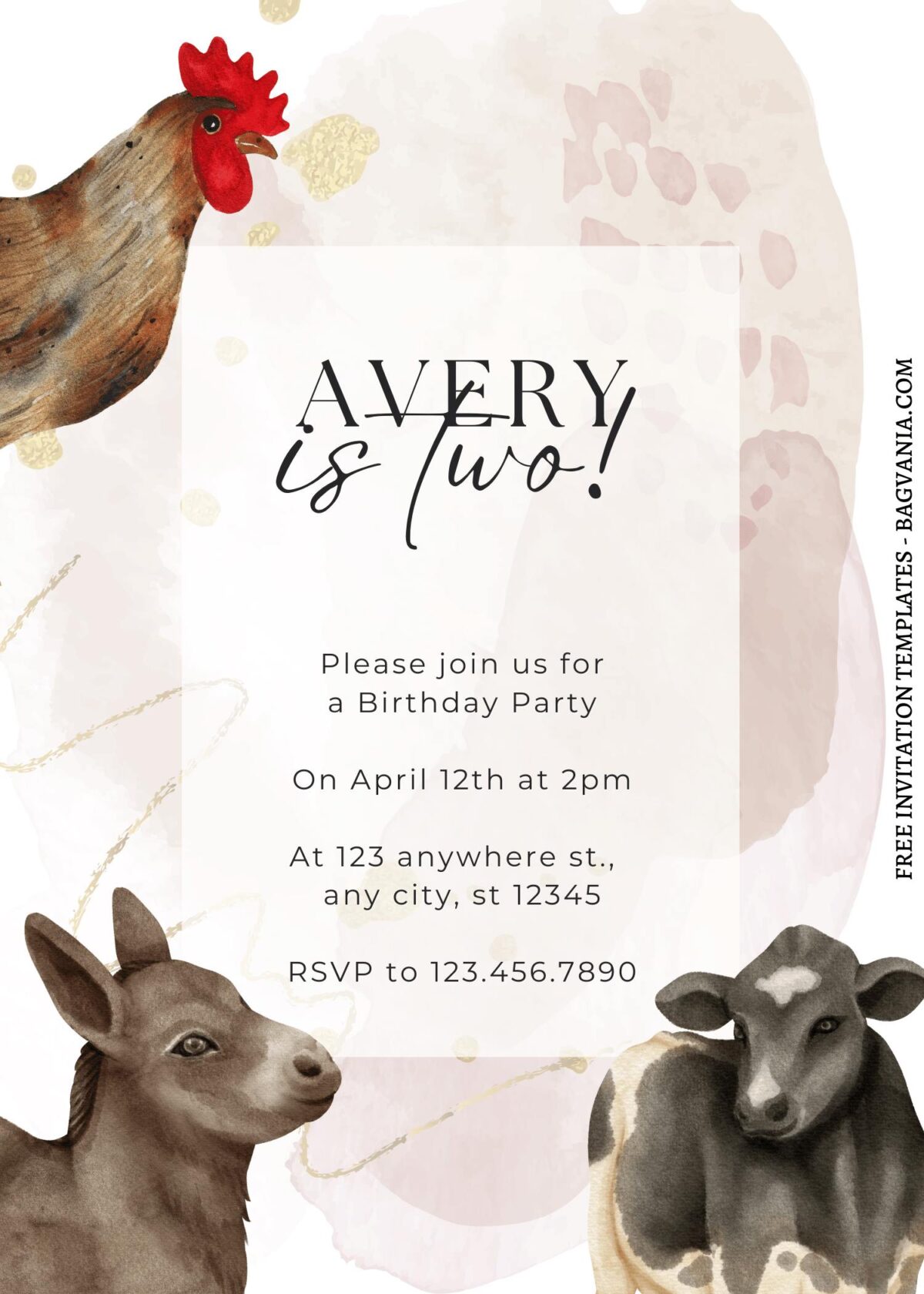 9+ Beautiful Farm Animal Canva Birthday Invitation Templates with Donkey