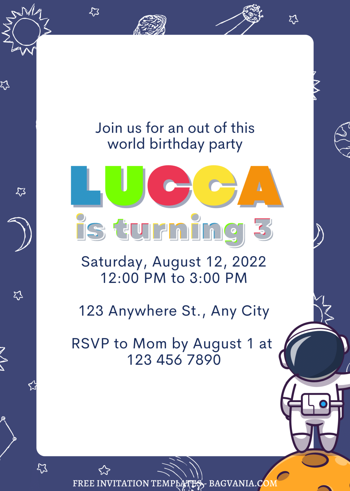 7+ Little Explorer Space Themed Canva Birthday Invitation Templates  with mars