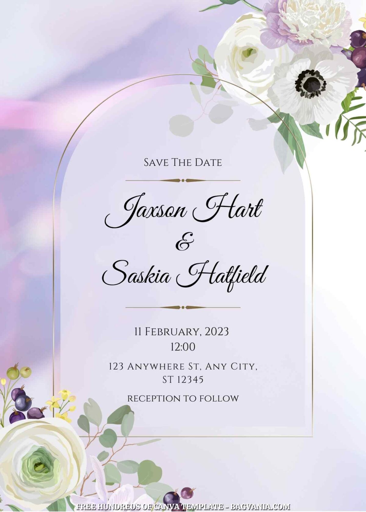 Free Editable White Anemone Floral Wedding Invitation