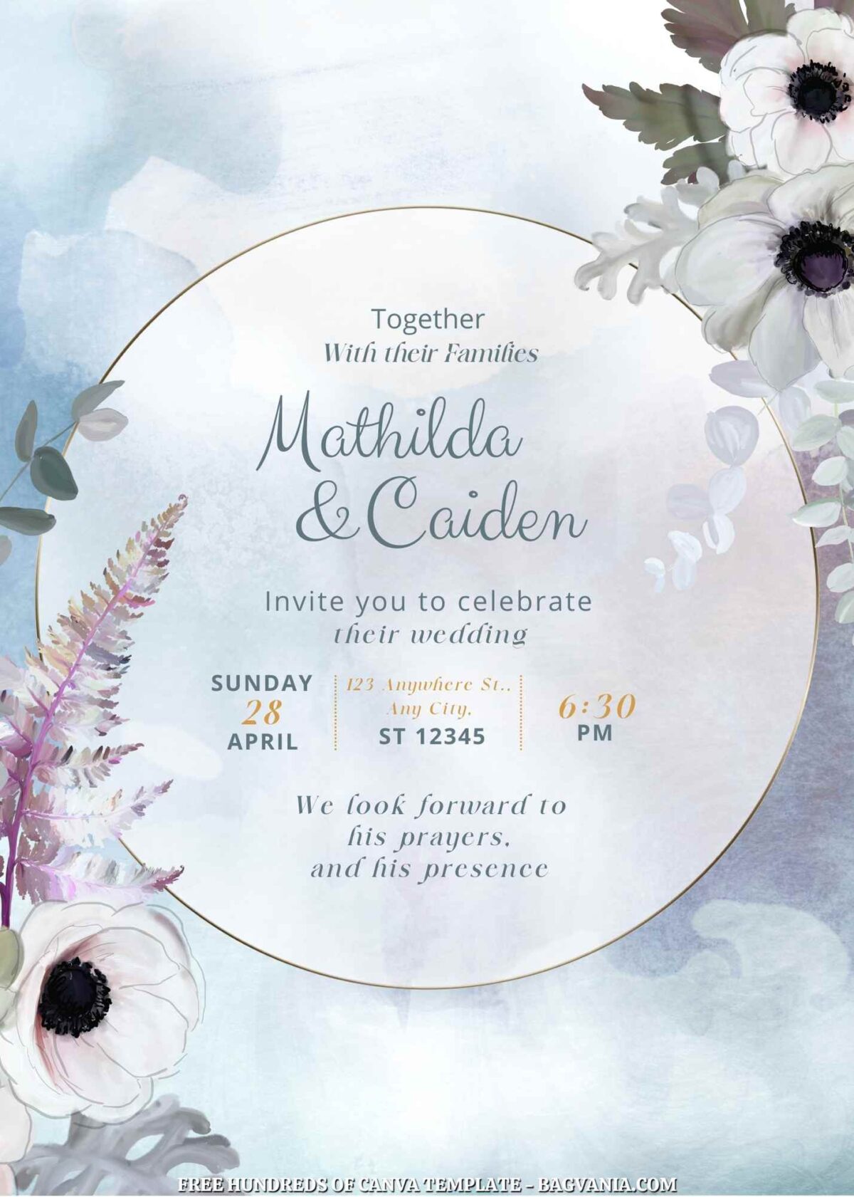 Free Editable Colorful White Bouquet Floral Wedding Invitations