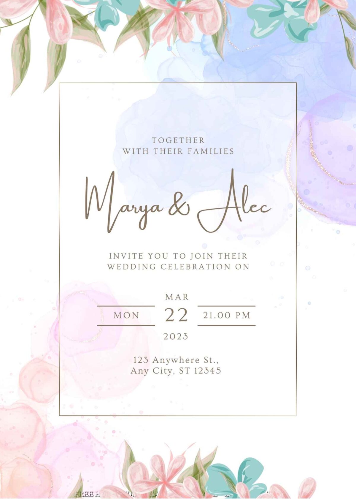 Free Editable Pink Daisy Floral Bouquet Wedding Invitation 