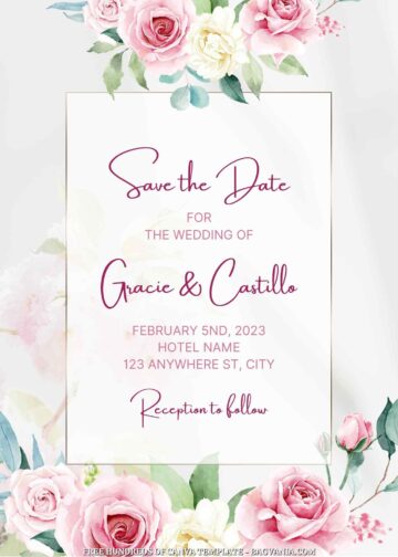 16+ Bouquet Rose Flower Canva Wedding Invitation Templates | FREE ...