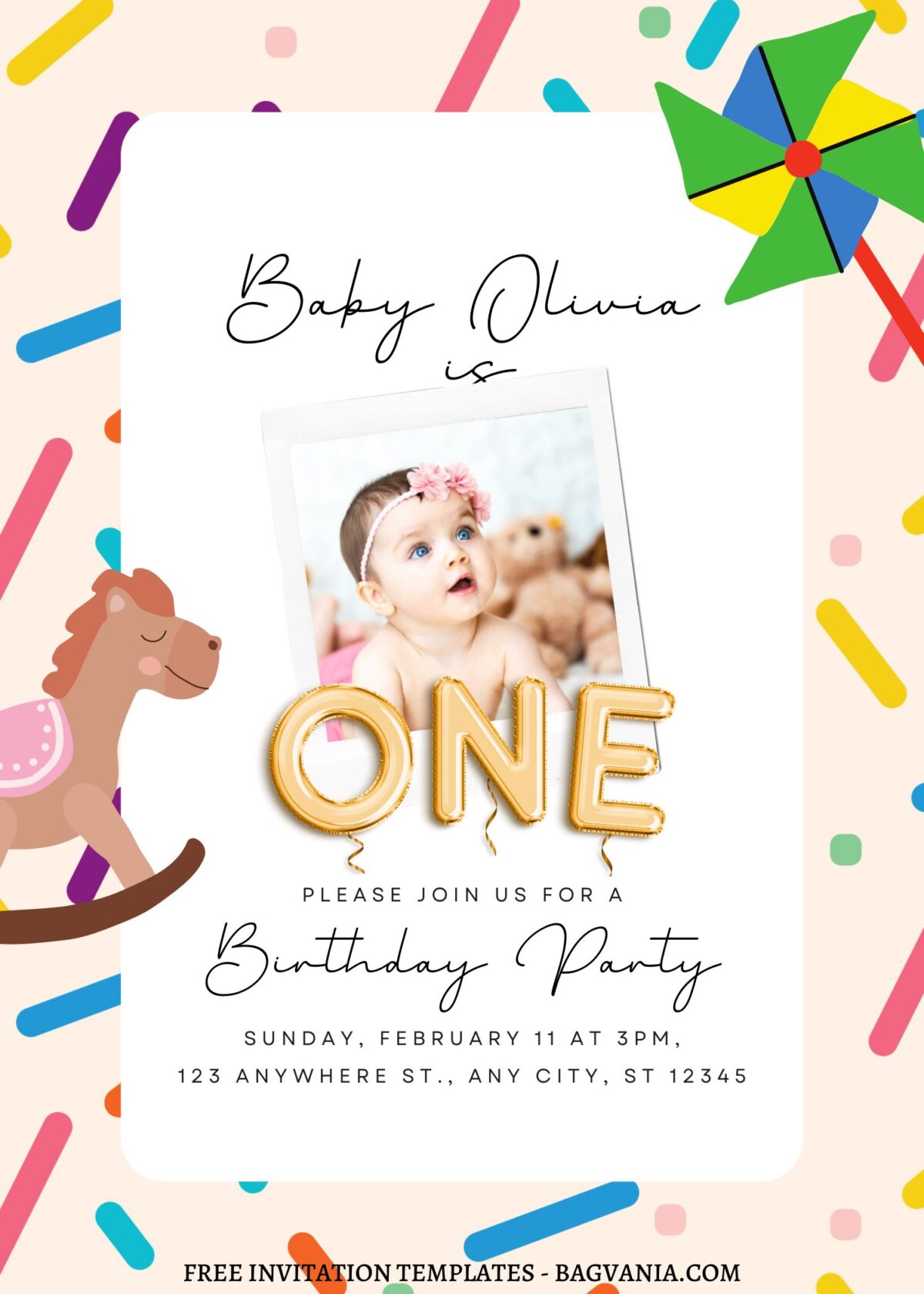 10+ Sweet & Simple Canva Baby Sprinkle Invitation Templates with rocking horse