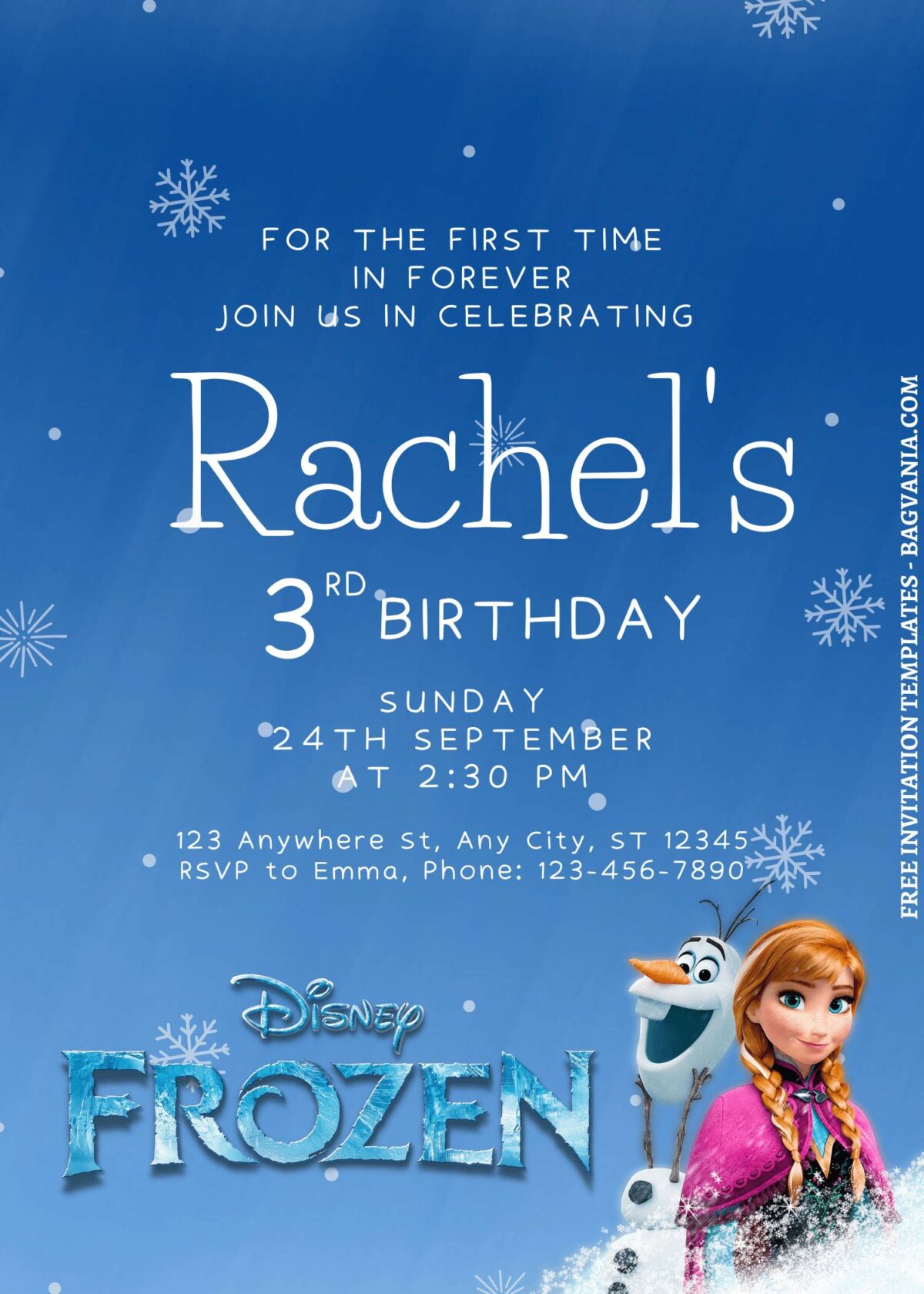 7+ Winter Bonanza Disney Frozen Canva Birthday Invitation Templates with winter blue background