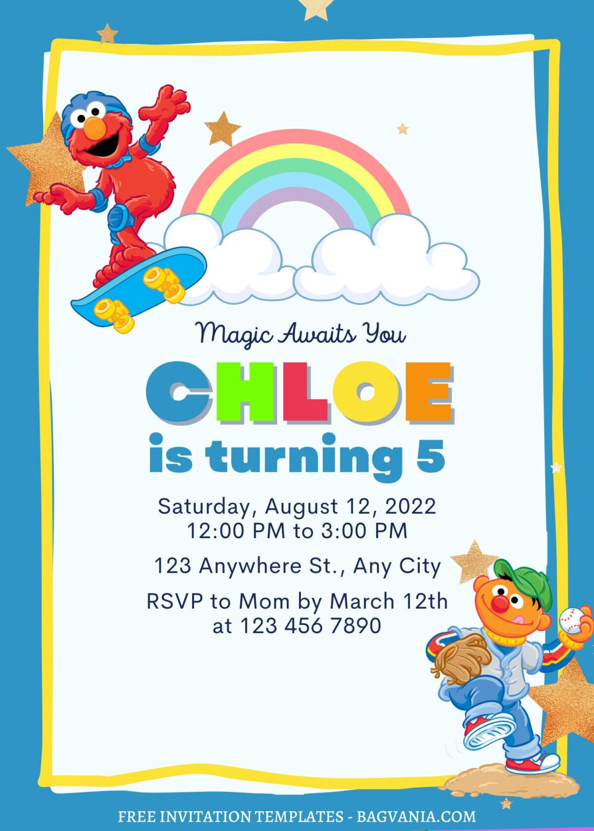 8+ Sesame Street Canva Birthday Invitation Templates For Preschooler with Bert and Elmo