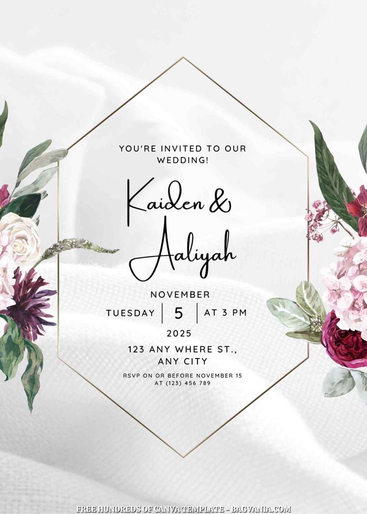 Free Editable Rustic Garden Floral Wedding Invitation