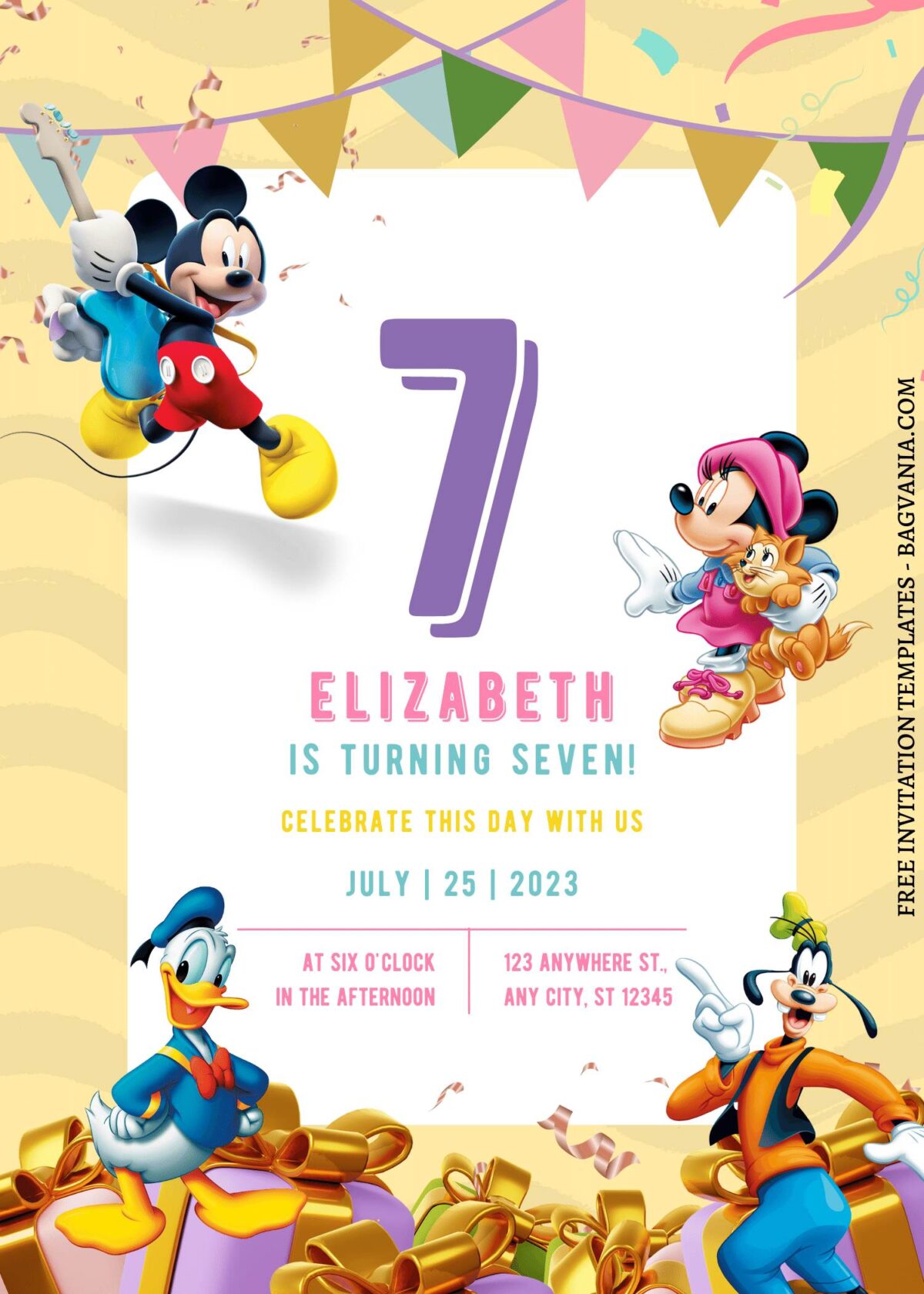 11+ Fun-tastic Mickey Clubhouse Canva Birthday Invitation Templates  with cute donald duck
