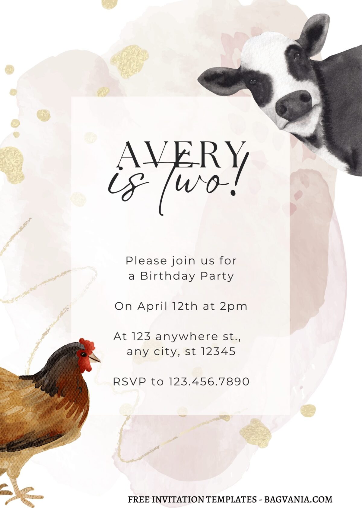 9+ Beautiful Farm Animal Canva Birthday Invitation Templates with Chicken and Cow