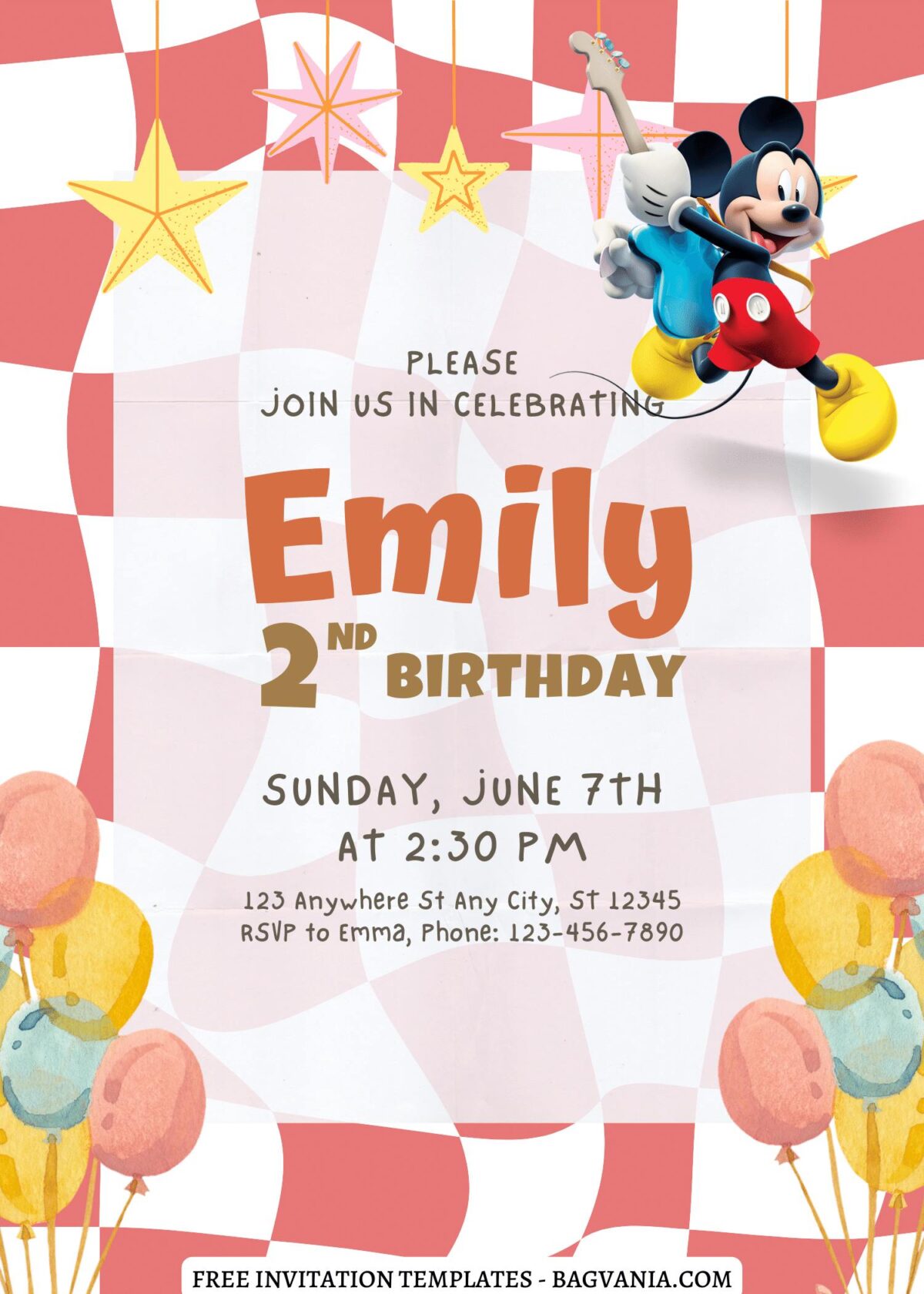 10+ Bright & Cheery Mickey Mouse Clubhouse Canva Birthday Invitation with Mickey The Guitarist