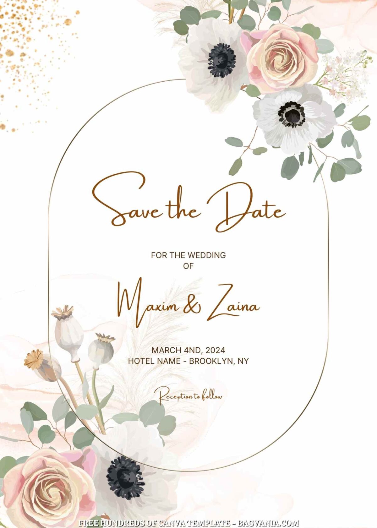 Free Editable White Dried Wedding Invitation
