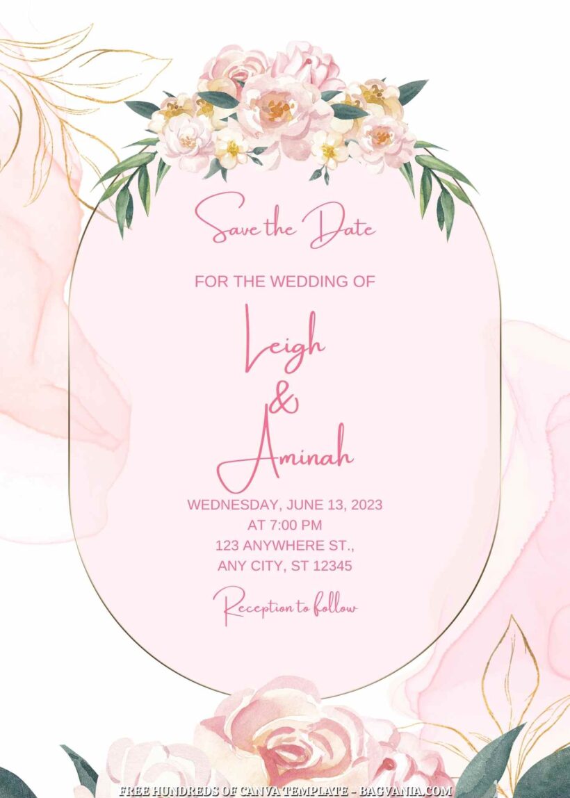22+ White Pink Roses Canva Wedding Invitation Templates | FREE ...