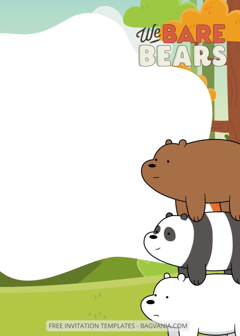 Blank Together We Bare Bears Canva Birthday Invitation Templates Two