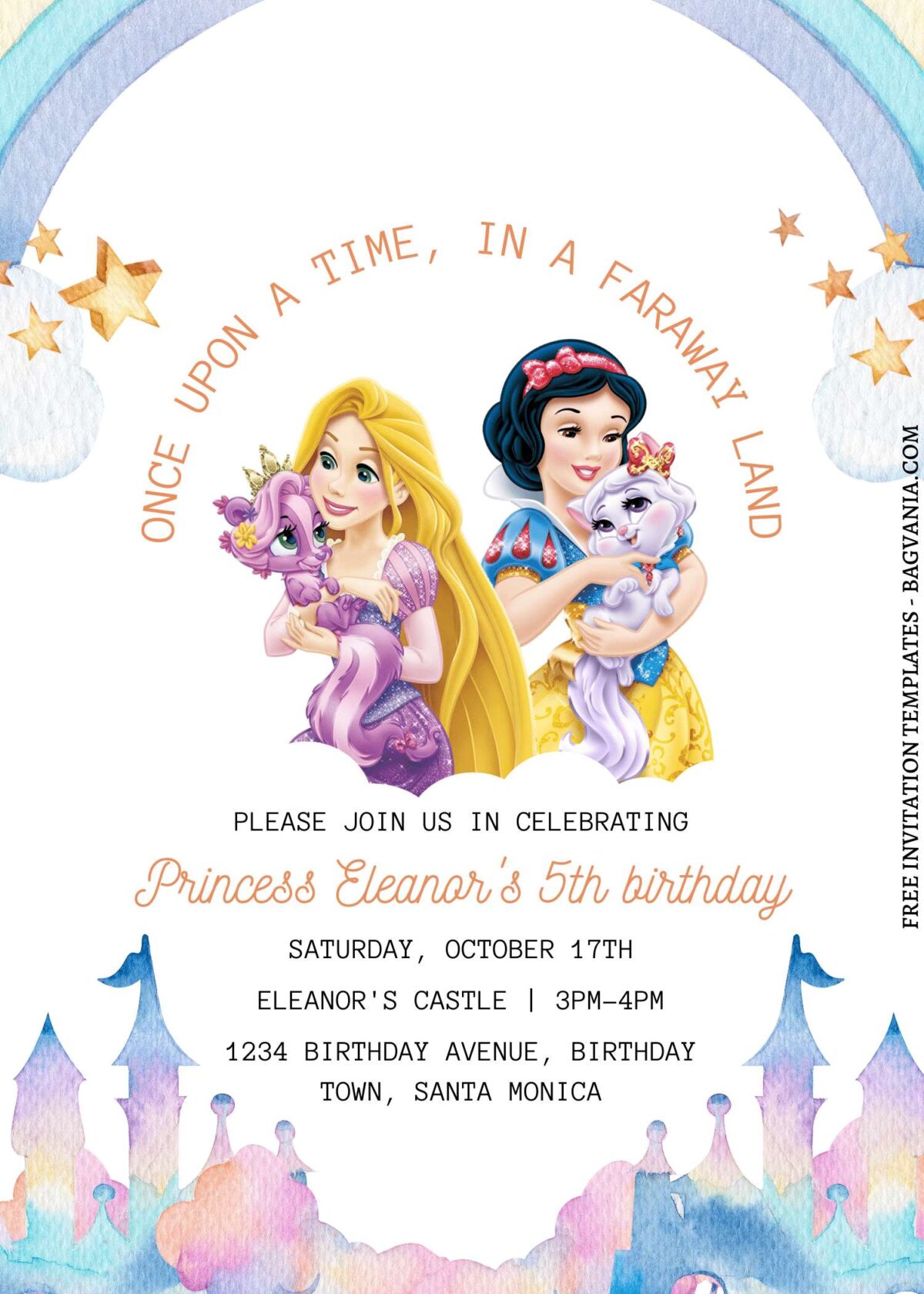 11+ Fairy Tale Disney Princess Castle Canva Birthday Invitation Templates with Cute Wording