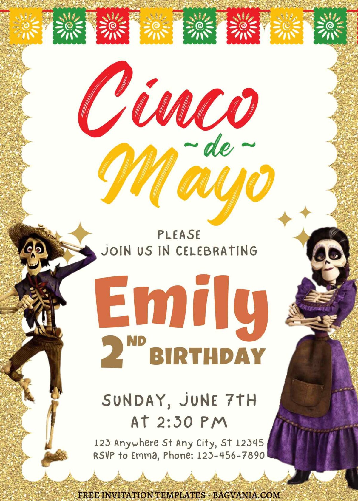10+ Mexican Disney Coco Fiesta Canva Birthday Invitation Templates with Hector