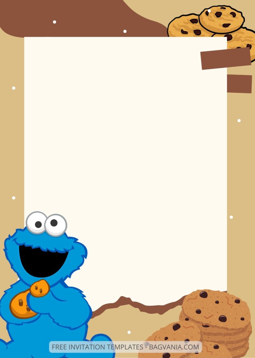Blank Munching Cookie Monster Canva Birthday Invitation Templates Eight