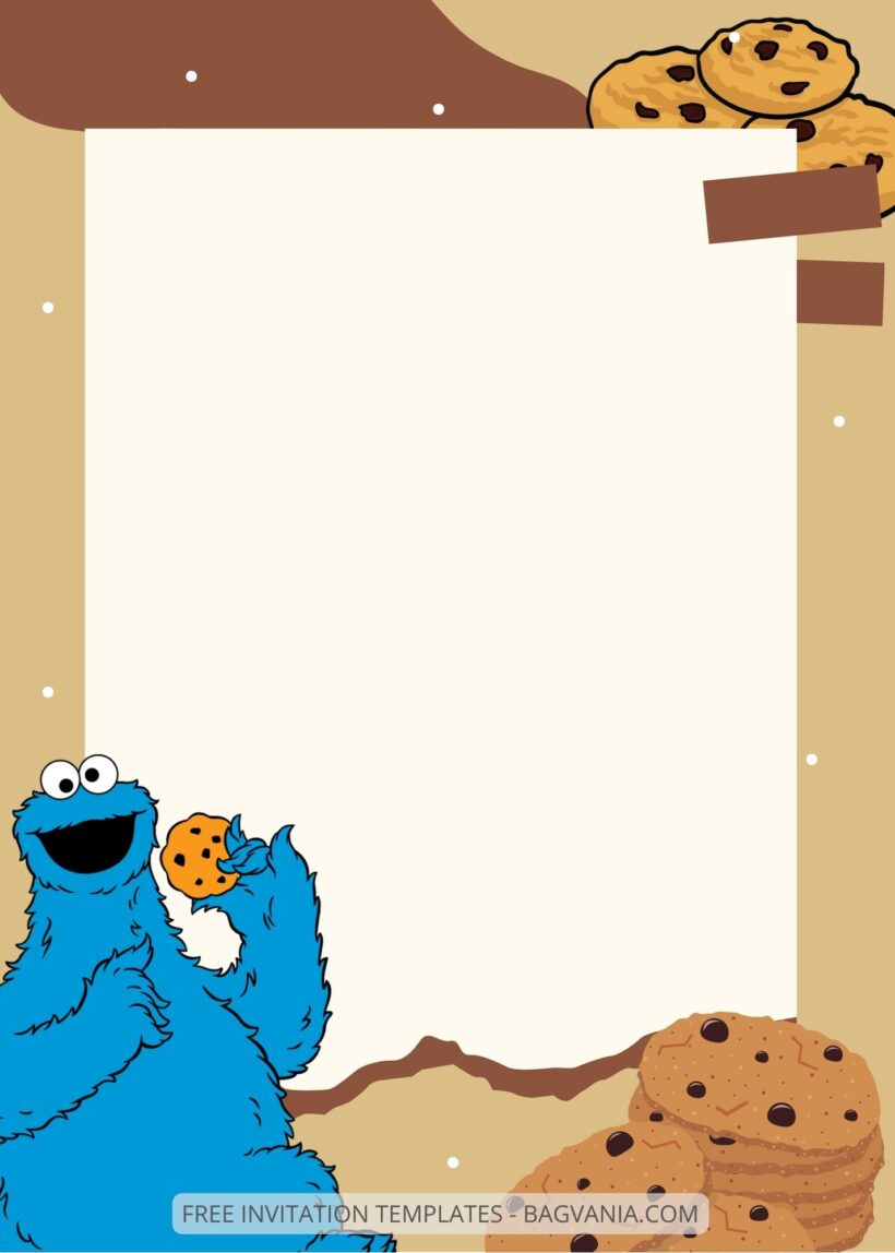 Blank Munching Cookie Monster Canva Birthday Invitation Templates Five
