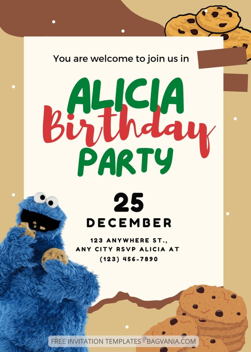 8+ Munching Cookie Monster Canva Birthday Invitation Templates