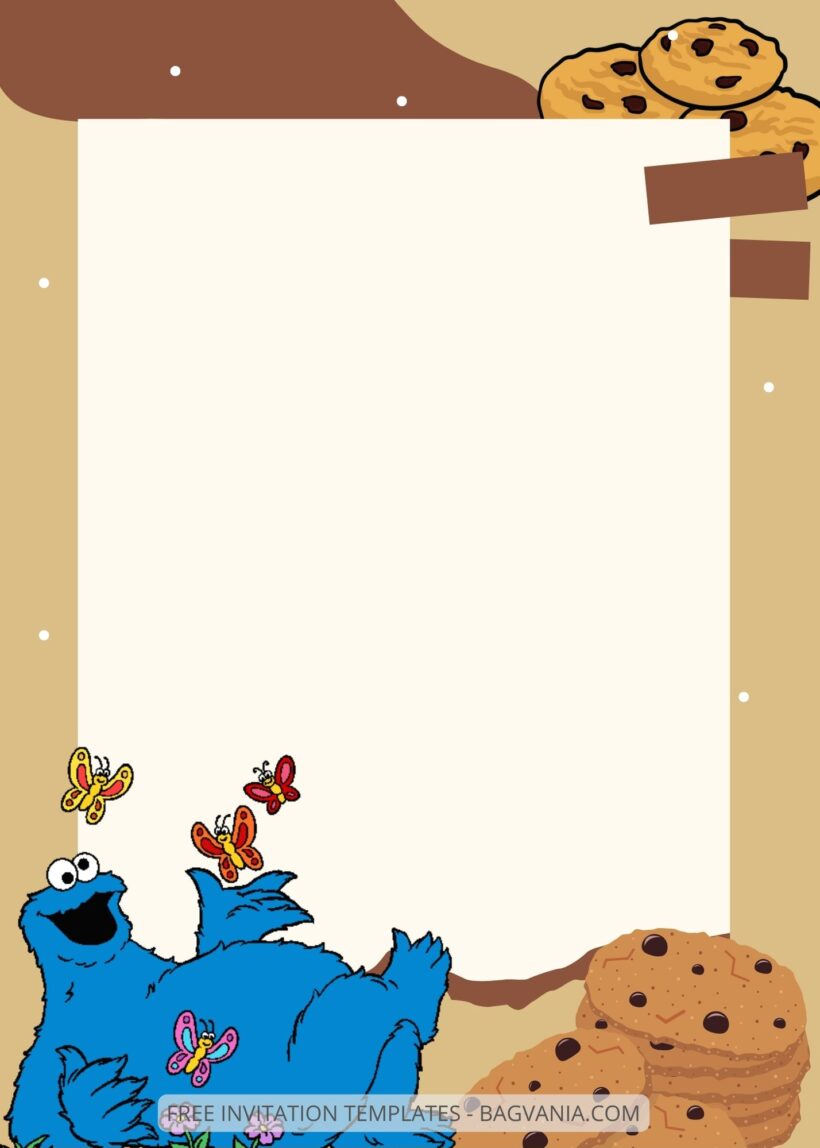 Blank Munching Cookie Monster Canva Birthday Invitation Templates Seven