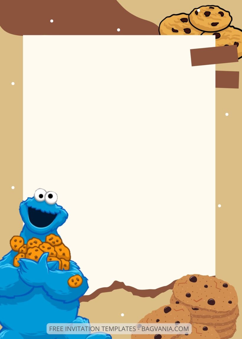 Blank Munching Cookie Monster Canva Birthday Invitation Templates Six