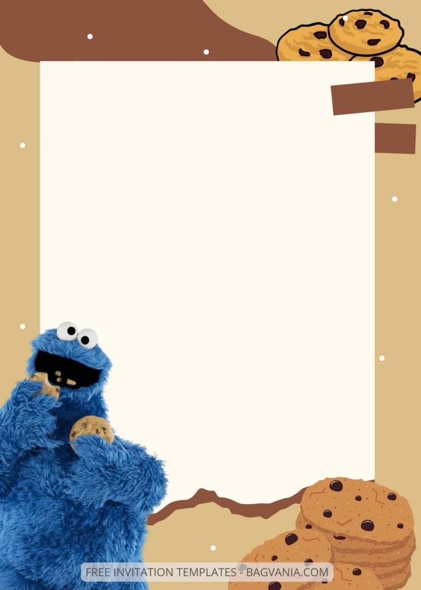 Blank Munching Cookie Monster Canva Birthday Invitation Templates Two