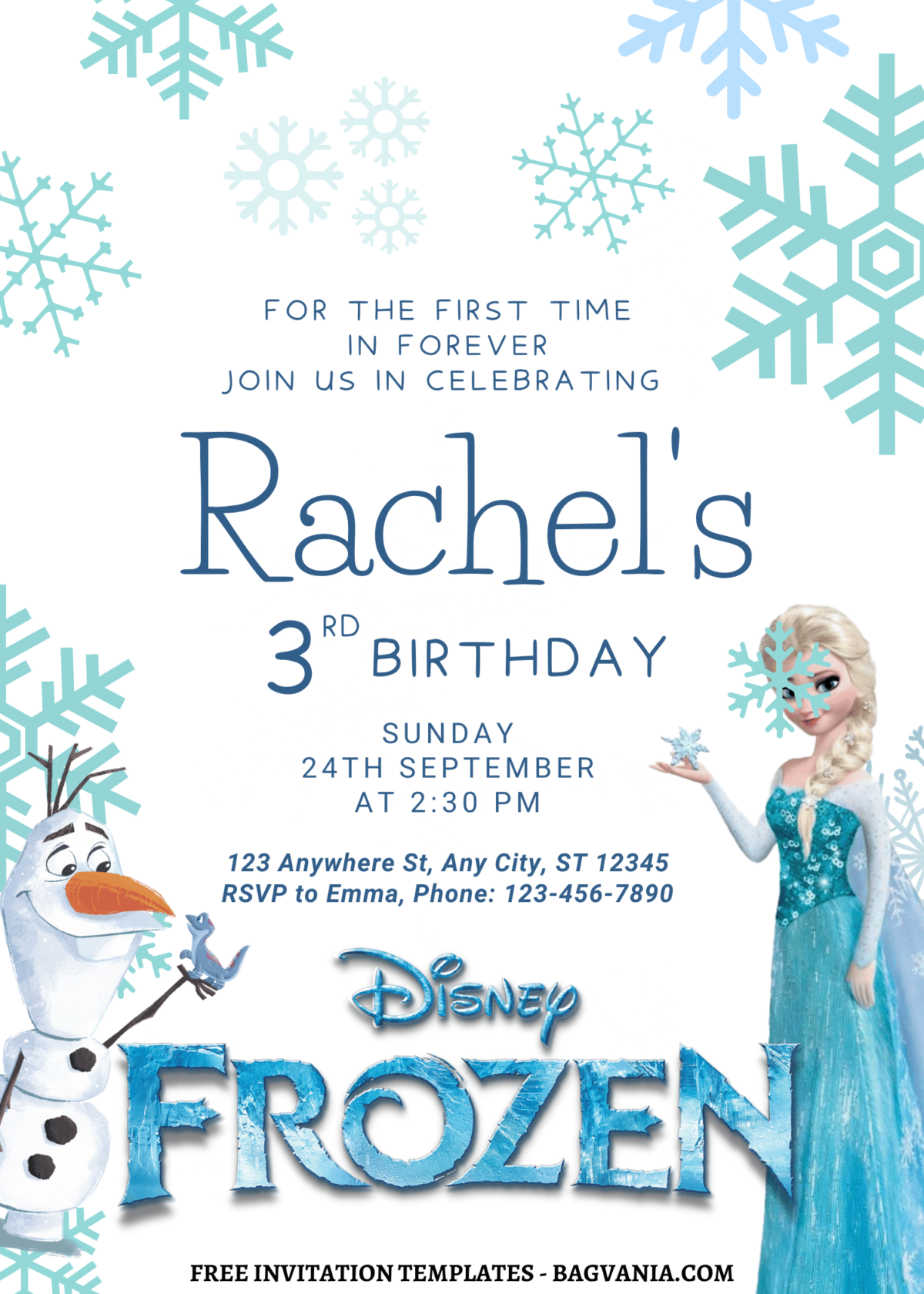 8+ Winter Wonderland Disney Frozen Canva Birthday Invitation Templates with Olaf and Elsa