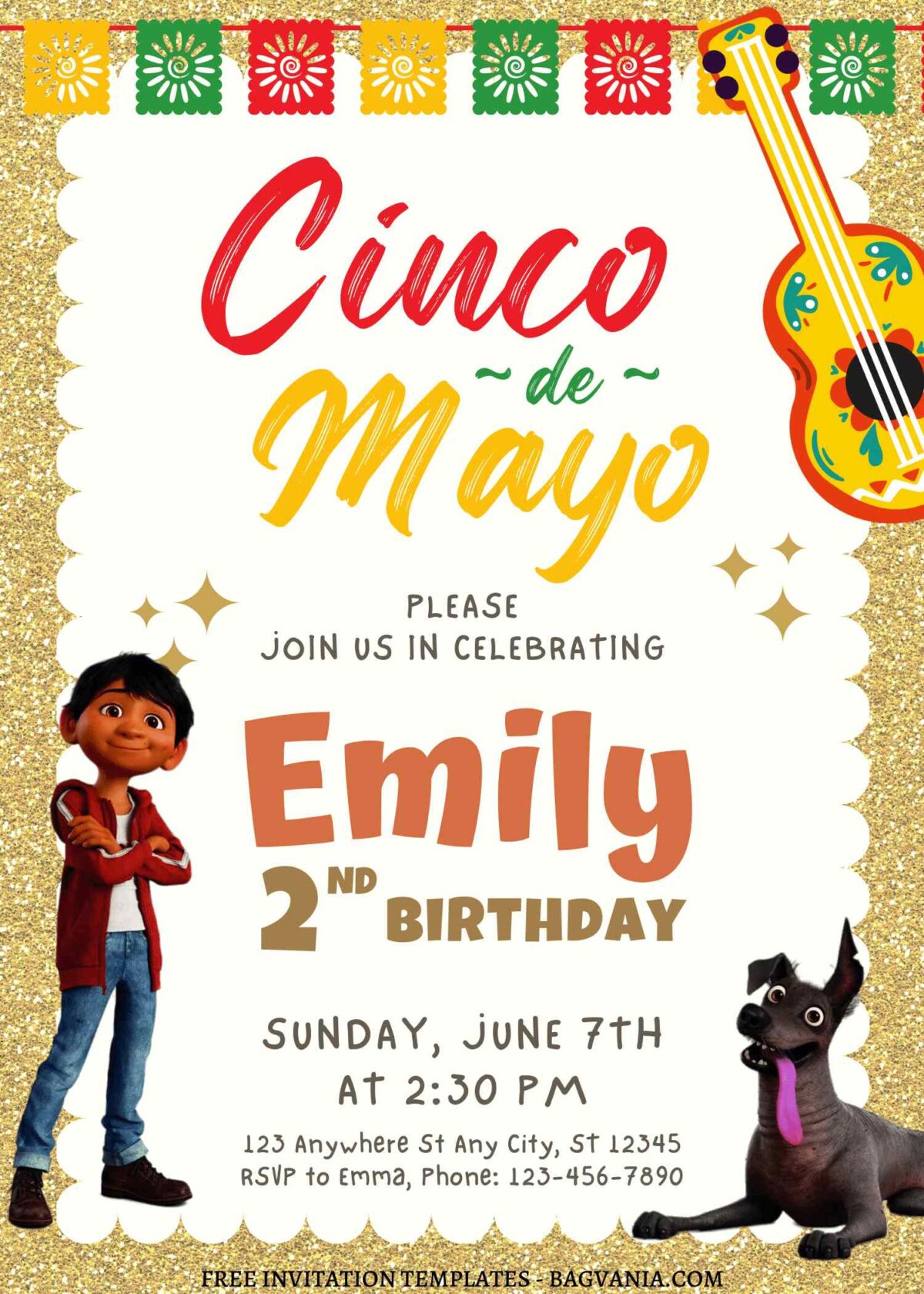 10+ Mexican Disney Coco Fiesta Canva Birthday Invitation Templates with Miguel