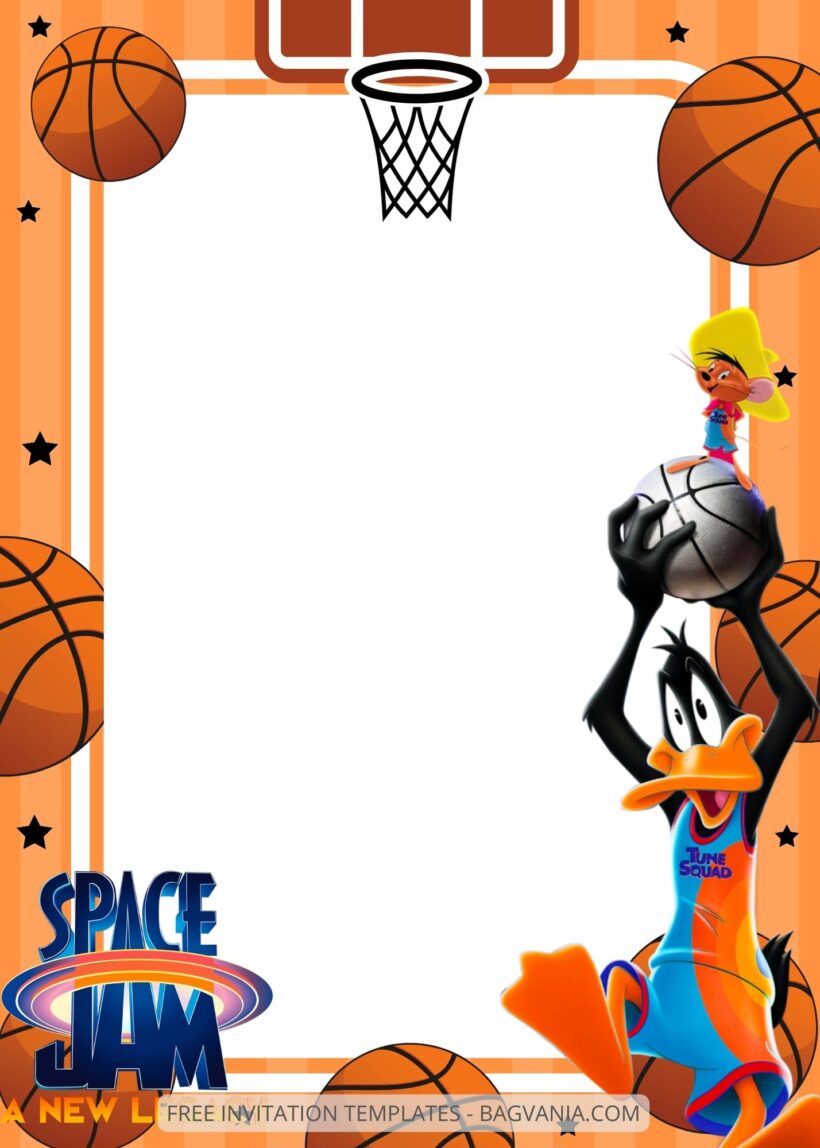 Blank Have Fun Space Jam Canva Birthday Invitation Templates Two