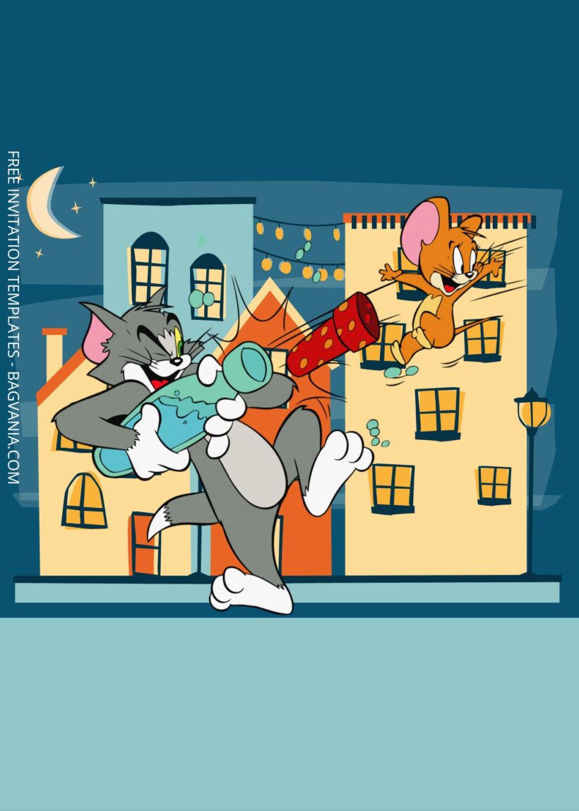 Blank Midnight Tom & Jerry Canva Birthday Invitation Templates Eight