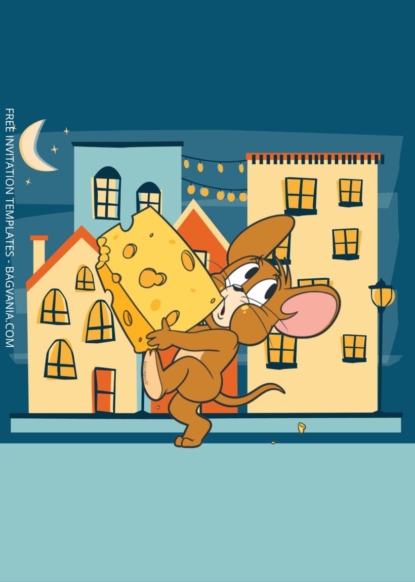 Blank Midnight Tom & Jerry Canva Birthday Invitation Templates Four