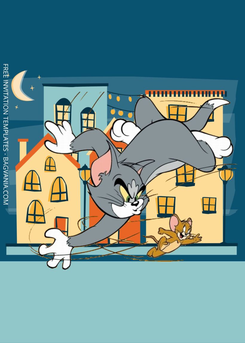 Blank Midnight Tom & Jerry Canva Birthday Invitation Templates Five