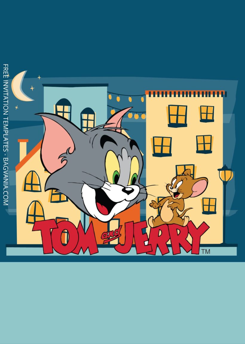 Blank Midnight Tom & Jerry Canva Birthday Invitation Templates Nine