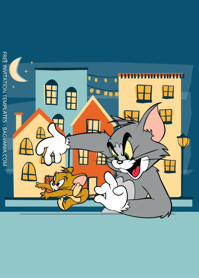 Blank Midnight Tom & Jerry Canva Birthday Invitation Templates Seven