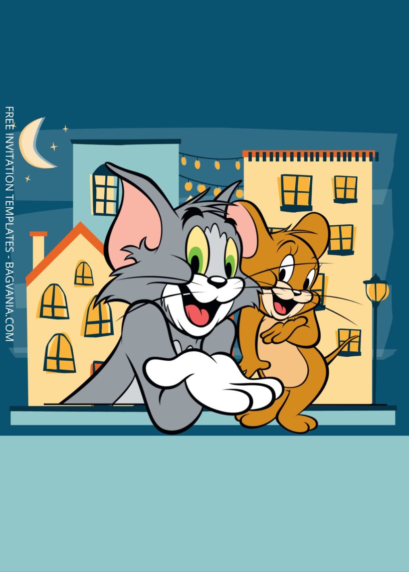 Blank Midnight Tom & Jerry Canva Birthday Invitation Templates Two