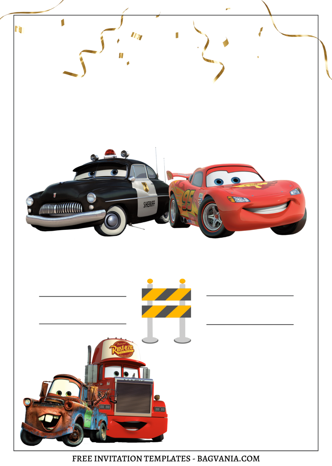 8+ Glorious Disney Pixar Cars Canva Birthday Invitation Templates ...