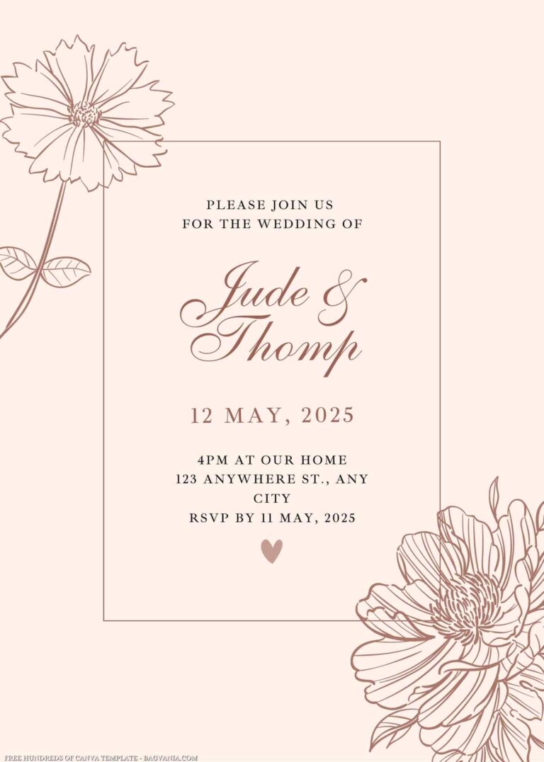 16+ Line Detail Floral Canva Wedding Invitation Templates | FREE ...