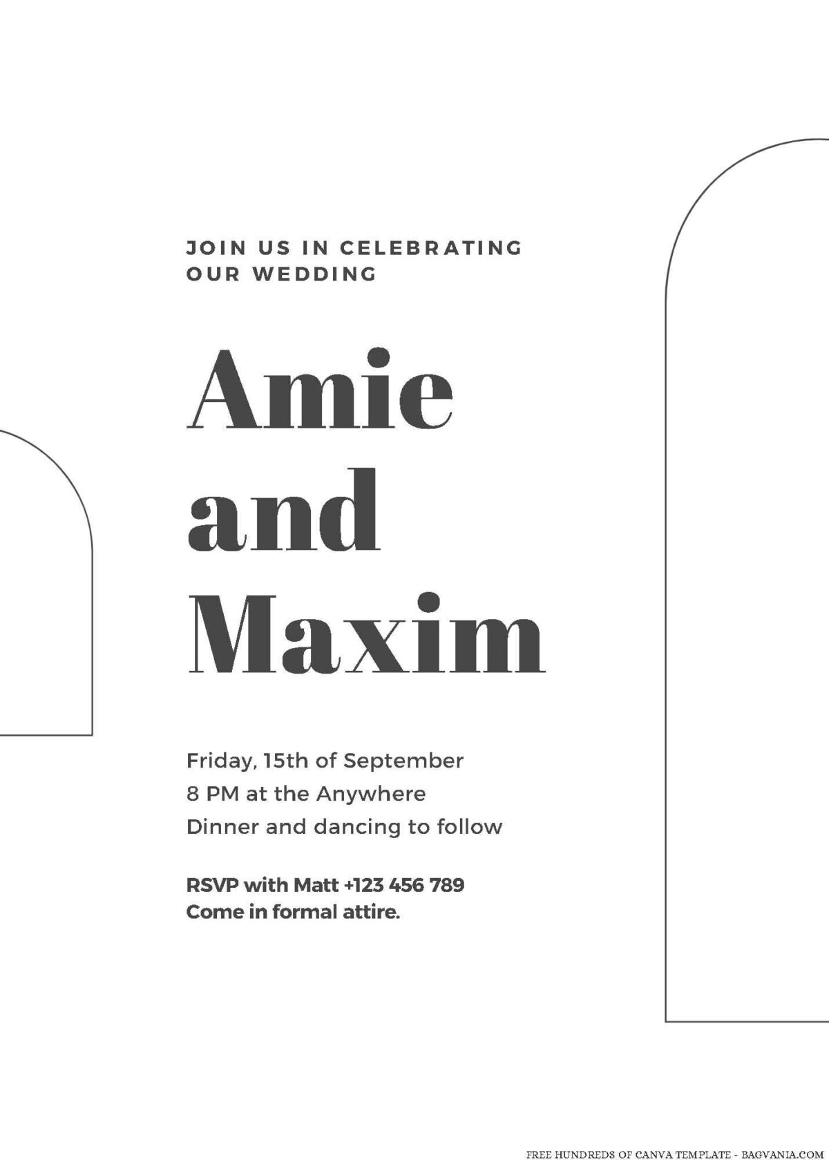 Free Editable Minimalist Arch Up Line Wedding Invitation