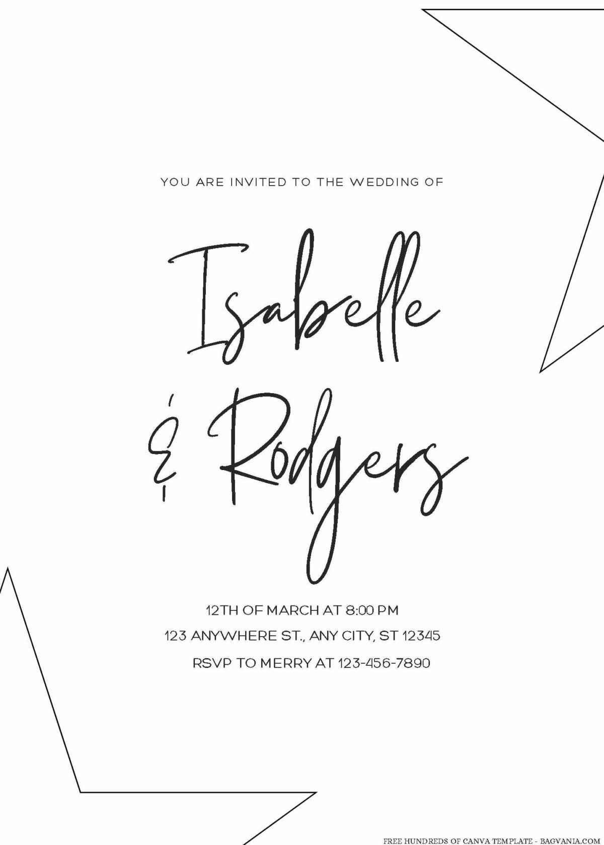 Free Editable Minimalist Star Line Wedding Invitation