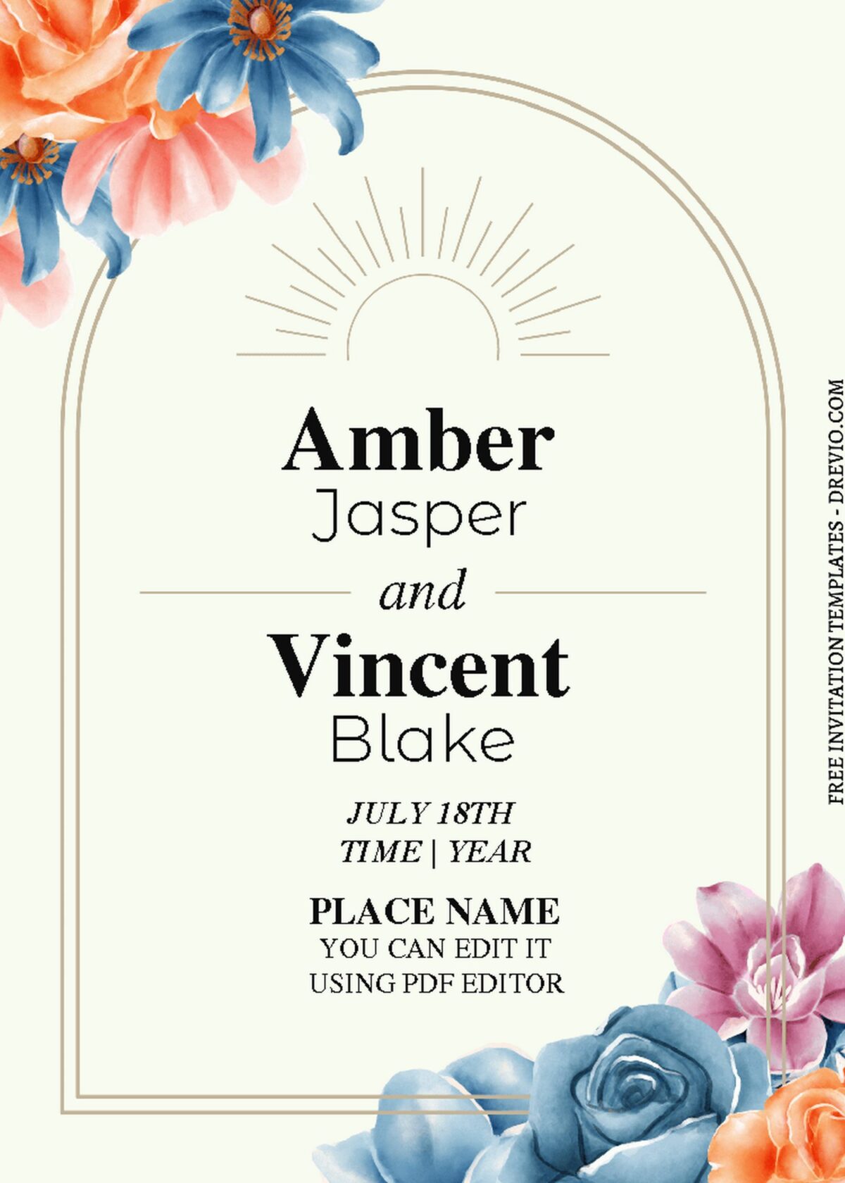 (Free Editable PDF) Bold & Vivid Wedding Invitation Templates with stunning white background